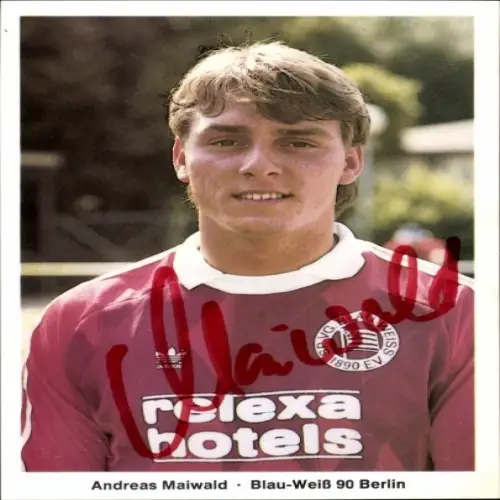 Autogrammkarte Fußballer Andreas Maiwald, Blau Weiß 90 Berlin, Autogramm