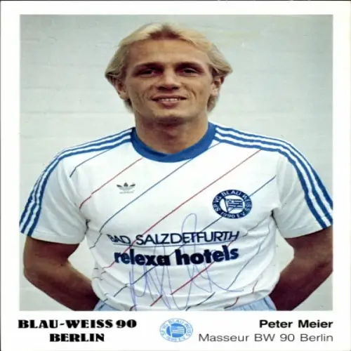Autogrammkarte Masseur Peter Meier, Blau Weiß 90 Berlin, Autogramm