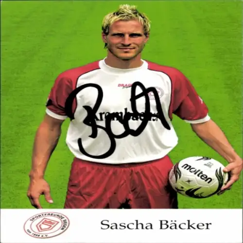 Autogrammkarte Fußballer Sascha Bäcker, Sportfreunde Siegen, Autogramm