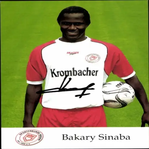 Autogrammkarte Fußballer Bakary Sinaba, Sportfreunde Siegen, Autogramm