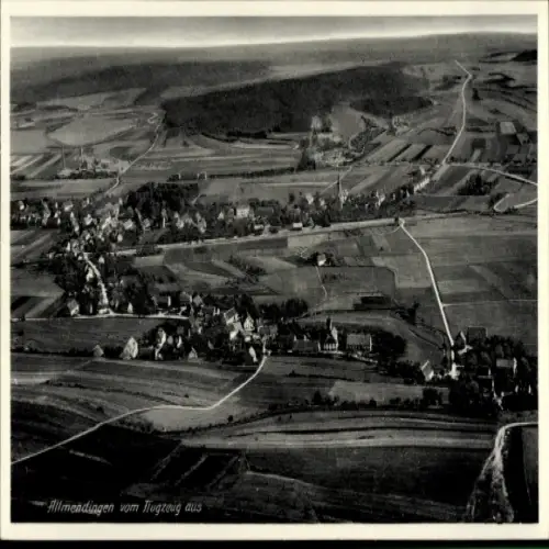 Ak Allmendingen in Württemberg, Luftaufnahme von  ländliche Landschaft,  Architektur