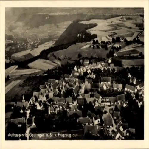 Ak Aufhausen Geislingen an der Steige, Luftaufnahme von Aufhausen, ländliche Landschaft, Gasthaus