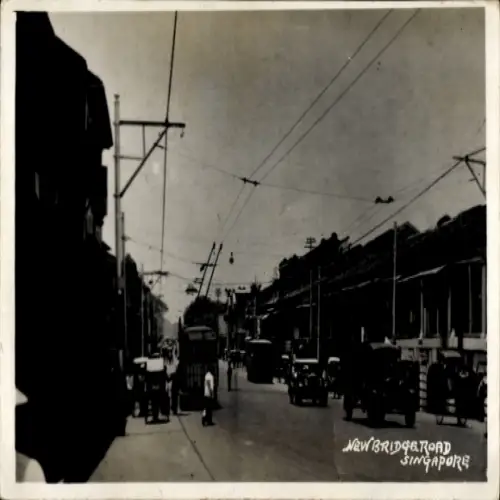 Foto Ak Singapur, New Bridge Road, Straßenbahn