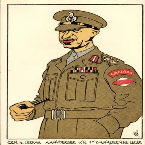 Künstler Ak General Henry Crerar, Karikatur, Uniform, Pfeife