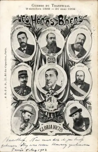 Ak Les Heros Boers, Guerre du Transwaal, Burenkrieg, Pauk Kruger, Joubert, Dewet, Steijn, Botha