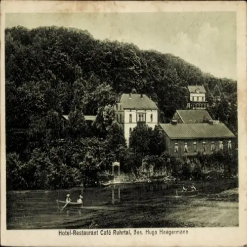 Ak Kettwig vor der Brücke Kettwig Essen im Ruhrgebiet, Hotel-Restaurant Café Ruhrtal