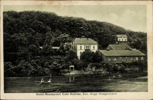Ak Kettwig vor der Brücke Kettwig Essen im Ruhrgebiet, Hotel-Restaurant Café Ruhrtal