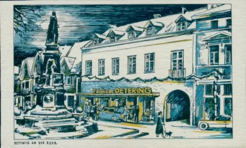 Künstler Ak Kettwig Essen im Ruhrgebiet, Feinkost Detering