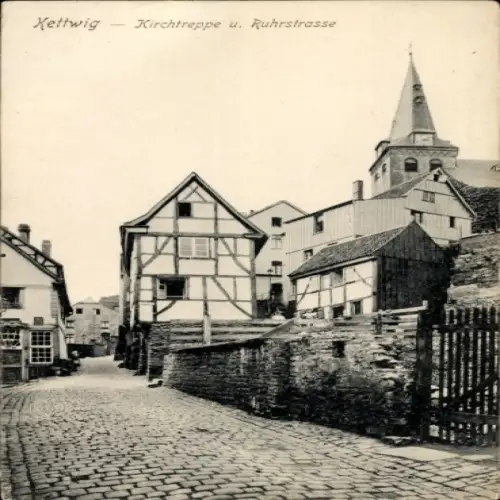 Ak Kettwig Essen im Ruhrgebiet, Kirchtreppe, Ruhrstraße