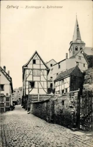 Ak Kettwig Essen im Ruhrgebiet, Kirchtreppe, Ruhrstraße