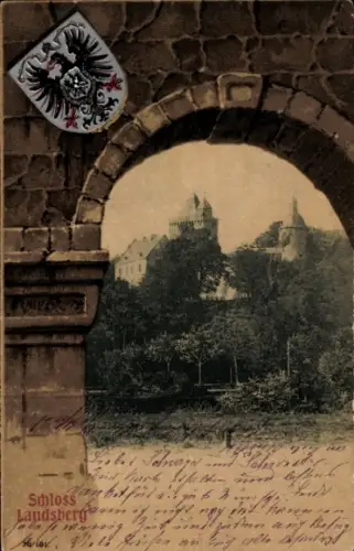 Präge Wappen Ak Ratingen Nordrhein Westfalen, Schloss Landsberg bei Kettwig