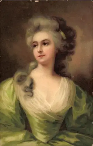 Ak Porträt einer jungen Frau, Grünes Kleid