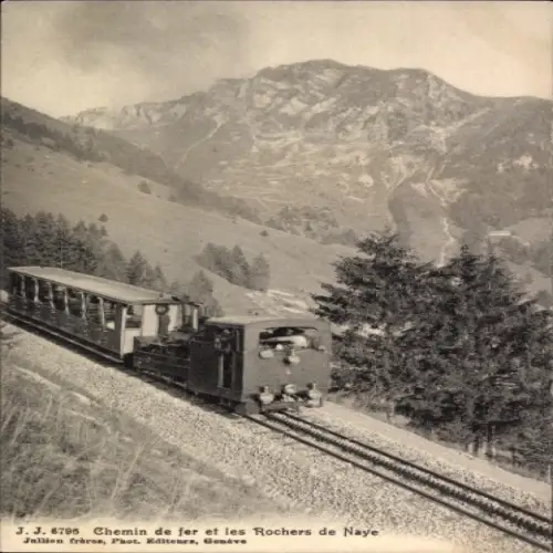 Ak Kanton Waadt Schweiz, Chemin de fer et les Rochers de Naye, Zahnradbahn