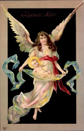 Ak Frohe Weihnachten, Engel mit Jesuskind