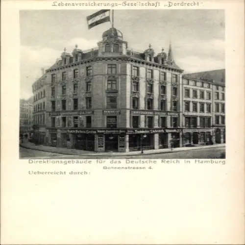 Ak Hamburg Altstadt, Direktionsgebäude für das Deutsche Reich, Lebensversicherung Dordrecht