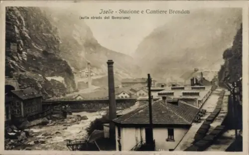 Ak Iselle Piemonte, Stazione e Cantiere Brandau
