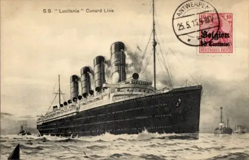 Ak Dampfer SS Lusitania, Cunard Line