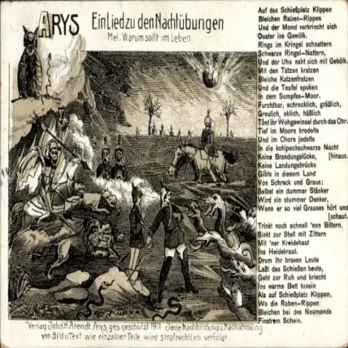 Ak Orzysz Arys Ostpreußen, Lied zu den Nachtübungen
