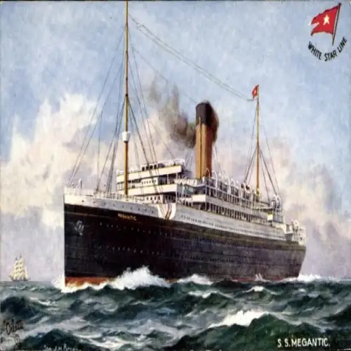Künstler Ak Dampfschiff SS Megantic, White Star Line