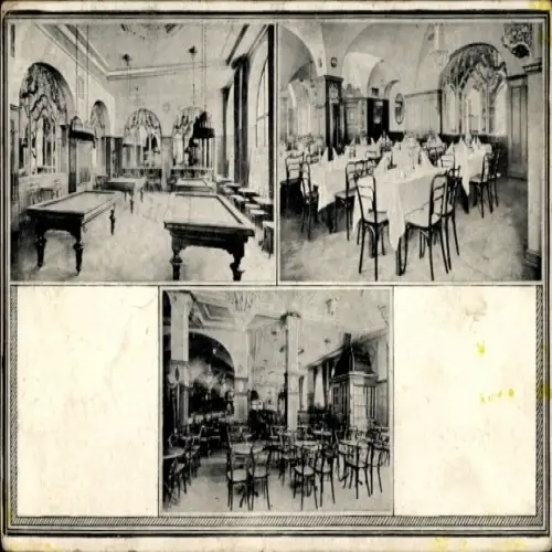 Ak München Bayern, Fahrig's Hotel Deutscher Hof, Café Fahrig, Innenansicht, Billard