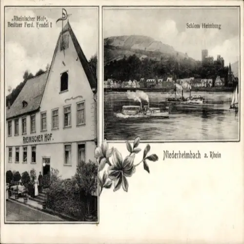 Ak Niederheimbach am Rhein, Schloss Heimburg, Rheinischer Hof