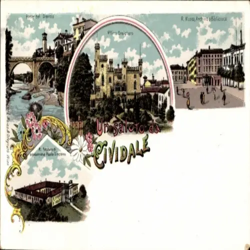 Litho Cividale del Friuli Venezia Giulia, Bibliothek, Brücke