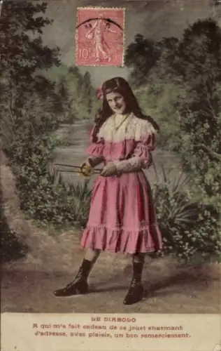 Ak Mädchen mit Diabolo, Porträt