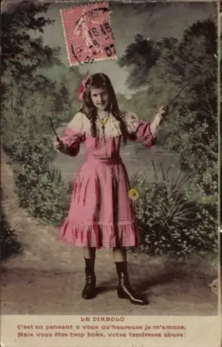 Ak Mädchen beim Spielen, Diabolo