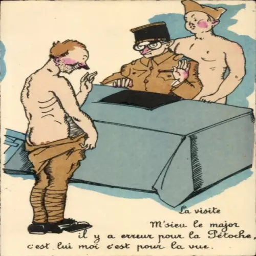 Ak La visite M'sieu le major il y a erreur pour la Petoche, y c'est lui moi c'est pour la vue, Humor