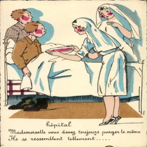Ak Hôpital, Mademoiselle vous devez toujours purger le même, Humor