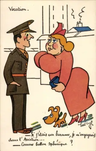 Künstler Ak Cyl, Luc, Vocation, Si j'étais un homme, je m'engagera's dans l'Aviation, Humor