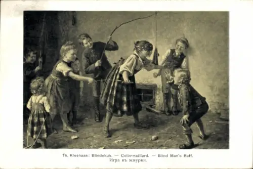 Künstler Ak Th. Kleehaas, Kinder spielen Blinde Kuh.