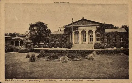 Ak Herrenkrug Magdeburg, Altes Gebäude, Park-Restaurant Herrenkrug