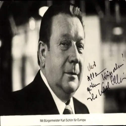 Foto Politiker Karl Schön, Bürgermeister von Bendorf, Autogramm