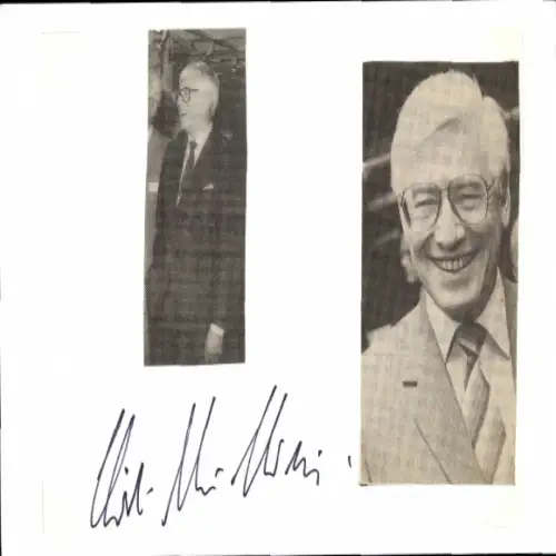 Zeitungsfoto Politiker Christian Schwarz-Schilling, Autogramm