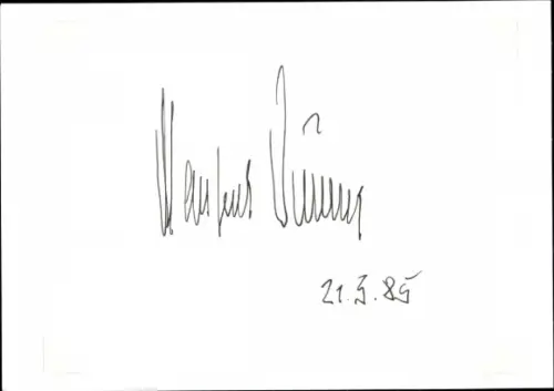 Autogramm Manfred Wörner, Ehemaliger NATO-Generalsekretär