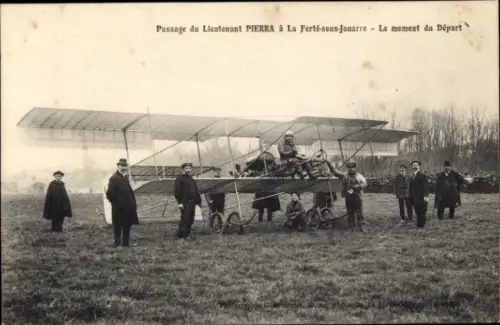 CPA Passage da Lieutenant Pierra à La Ferté-sous-Jouarre, Le moment du Départ
