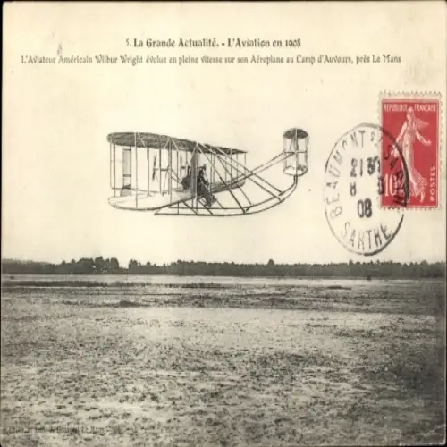CPA La Grande Actualité, L'Aviation en 1908, Aviateur Américain Wilbur Wright