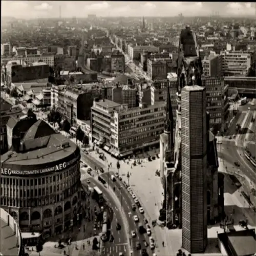 Ak Berlin Charlottenburg, Kaiser Wilhelm Gedächtniskirche, Blick vom Europa-Center