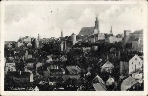 Ak Bautzen in der Oberlausitz, Stadtansicht, Türme, Häuser,  Architektur