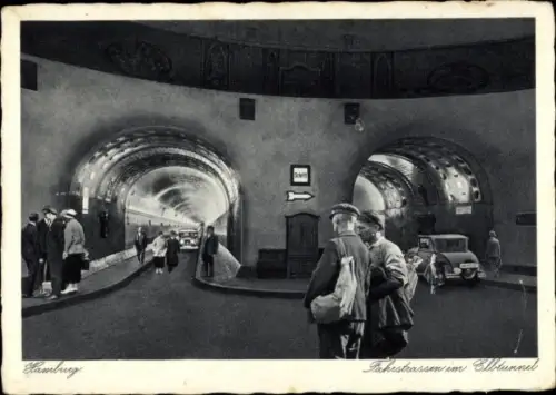 Ak Hamburg Mitte St. Pauli, Elbtunnel Hamburg - Steinwärder, Fahrstraßen