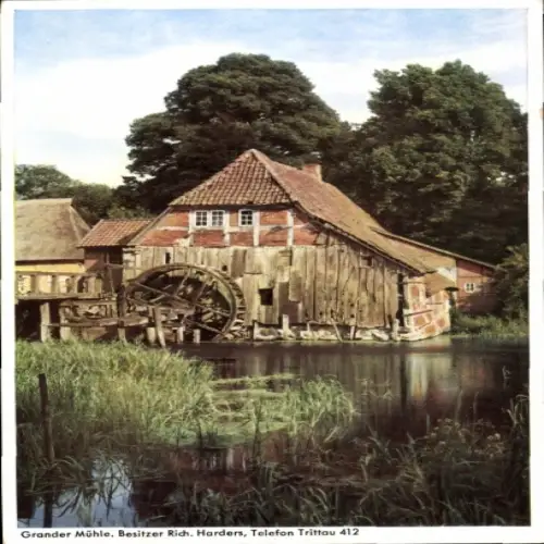Ak Rotenbek Kuddewörde in Lauenburg, Grander Mühle, Historische Mühle, Wasserrad, Natur, schönste