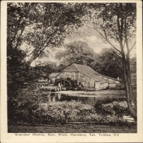 Ak Trittau in Schleswig-Holstein, Grander Mühle, idyllische Landschaft, alte Bauwerke,  Bedeutung