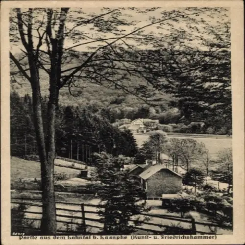 Ak Bad Laasphe in Westfalen, Landschaft im Lahntal, Bauernhof, Bäume und Wasser