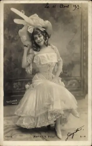 Ak Varieté Künstlerin Mariette Sully, Portrait