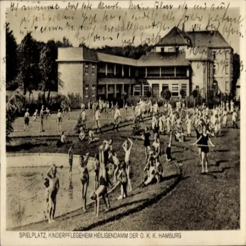 Ak Hamburg Mitte Altstadt, Kinderpflegeheim Heiligendamm der O.K.K. Hamburg, Spielsplatz, Kinder