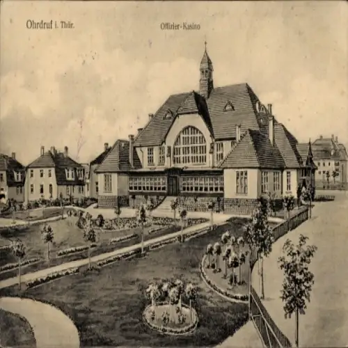 Ak Ohrdruf in Thüringen, Offizier Kasino,  Architektur, Gartenanlage