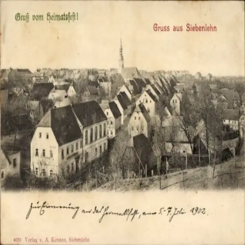 Ak Siebenlehn Großschirma in Sachsen, Schwarz-Weiß-Foto, Stadtansicht, Häuser, Landschaft, Kirche