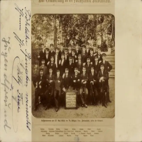 Ak Siebenlehn Großschirma in Sachsen, Gruppenfoto von jungen Männern, aufgenommen am 27. Mai 1905