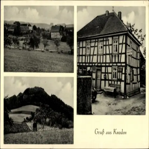 Ak Knoden Lautertal im Odenwald, Schwarzwaldlandschaft, Fachwerkhaus, gruß aus Knoden